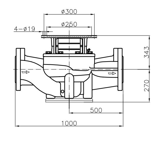 TD200-15/4管道循环泵泵体和泵底板安装示意图