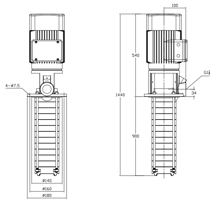 CDLK4-300型号立式液下泵（浸入式）安装示意图