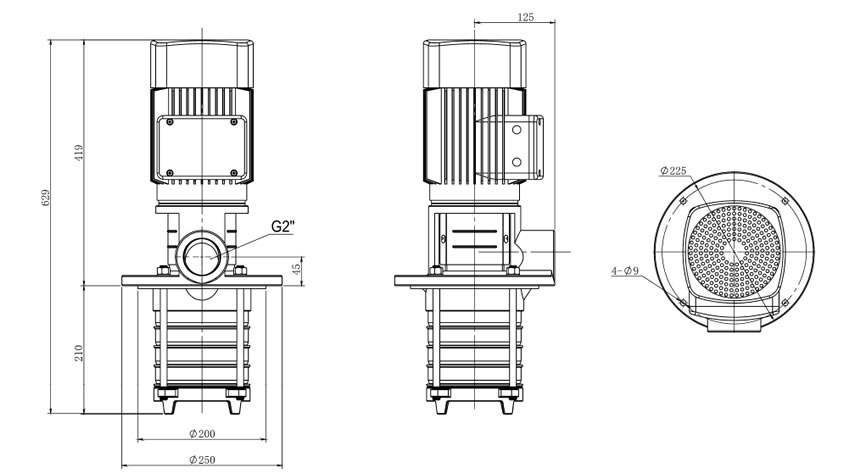 CDLK8-40/4液下泵安装示意图及尺寸参数图
