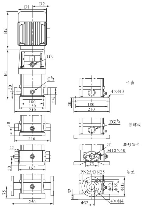 CDL1-2~36型立式多级离心泵安装图