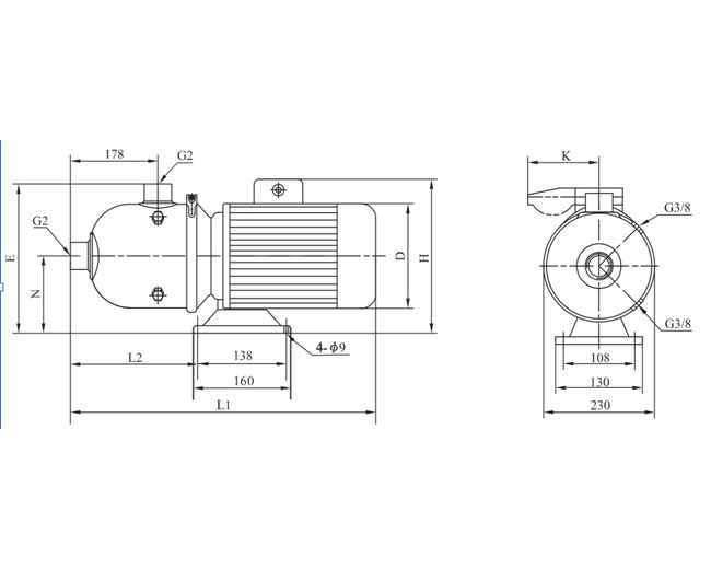 CHL16/20系列不锈钢泵-卧式规格型号和功率表（附图）